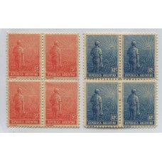 ARGENTINA 1911 GJ 317/8 LABRADOR SERIE COMPLETA EN CUADROS DE ESTAMPILLAS NUEVAS MINT U$ 45 HERMOSA